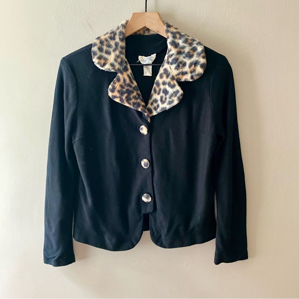 VINTAGE Faux Fur Leopard Cardigan
